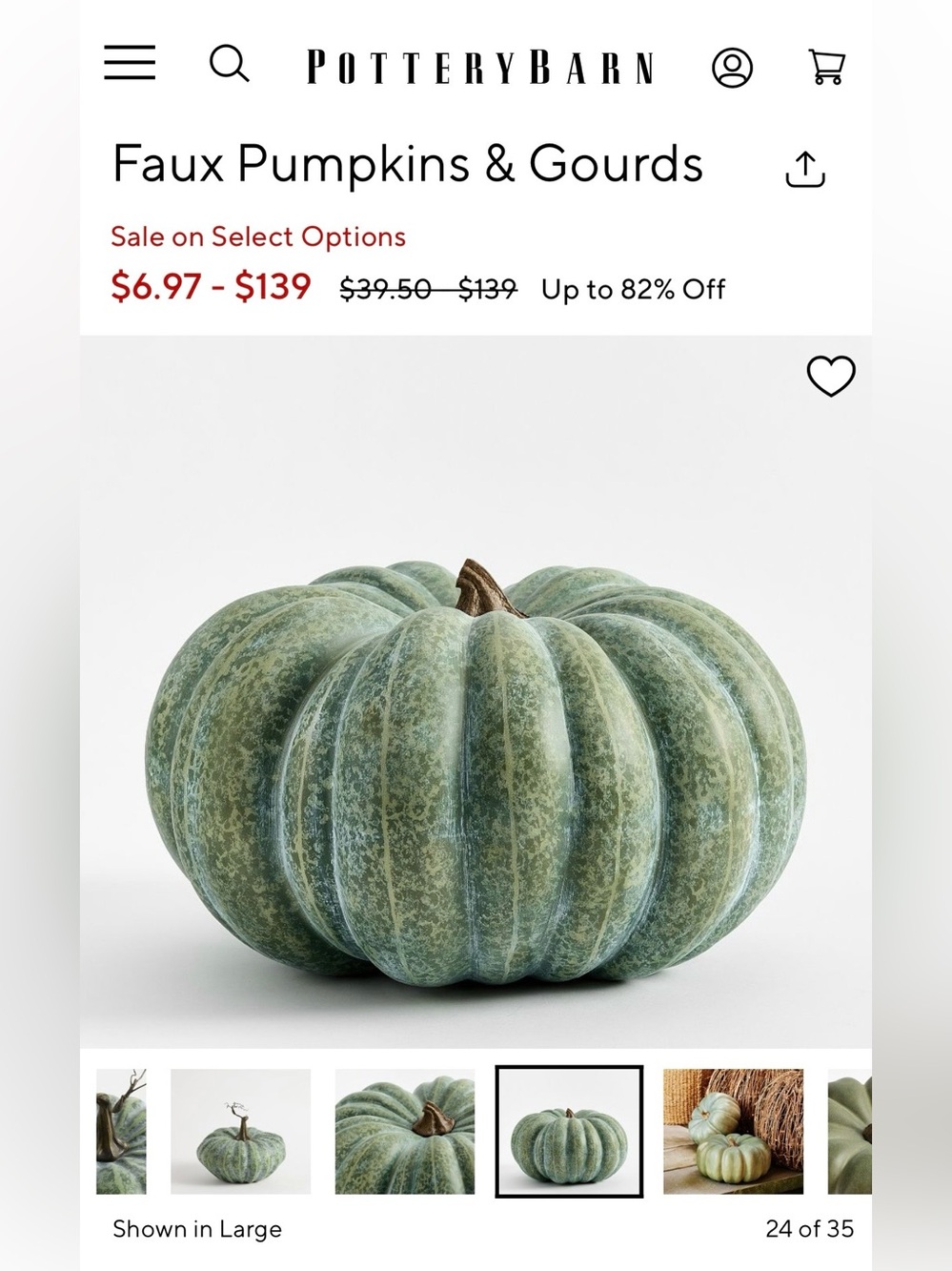 Fall Faux LARGE GREEN SPECKLED Pumpkin - Picture 14 of 16